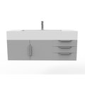 Castello Usa Nile 48" Wall Mounted Gray Vanity With White Top AndAnd Brushed Nickel Handles CB-MC-48G-BN-2053-WH